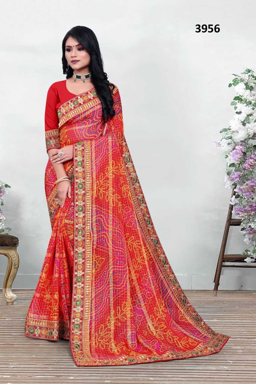 YNF PURE BANDHEJ RSRM JAIPURI SAREES WHOLESALE LADIES BANDHANI BANDHEJ DURGA POOJA SAREES MANUFACTURER    